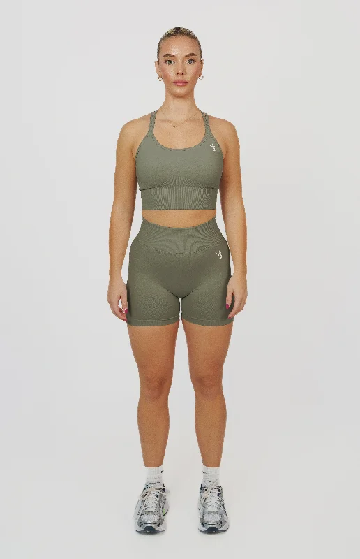 Form Seamless Scrunch Shorts & Sports Bra Set - Olive Green