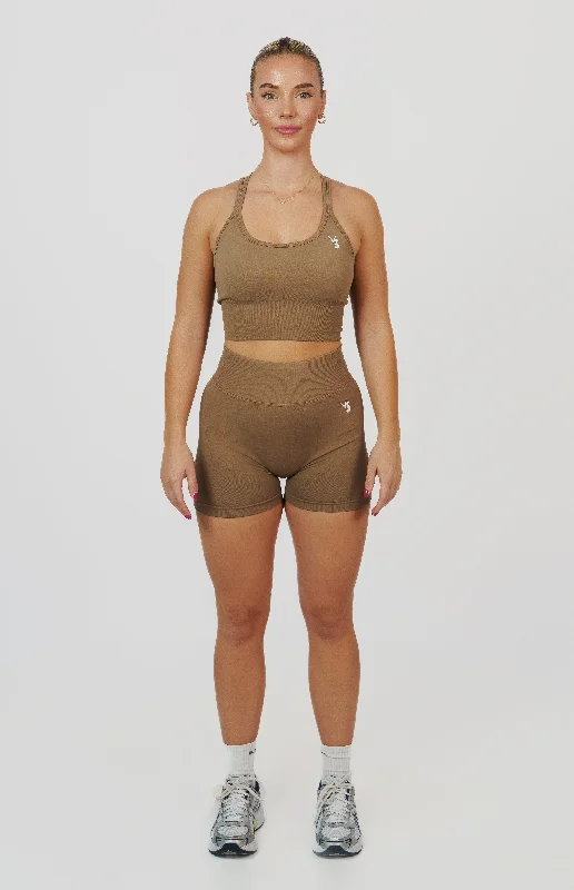 Form Seamless Scrunch Shorts & Sports Bra Set - Cocoa Beige