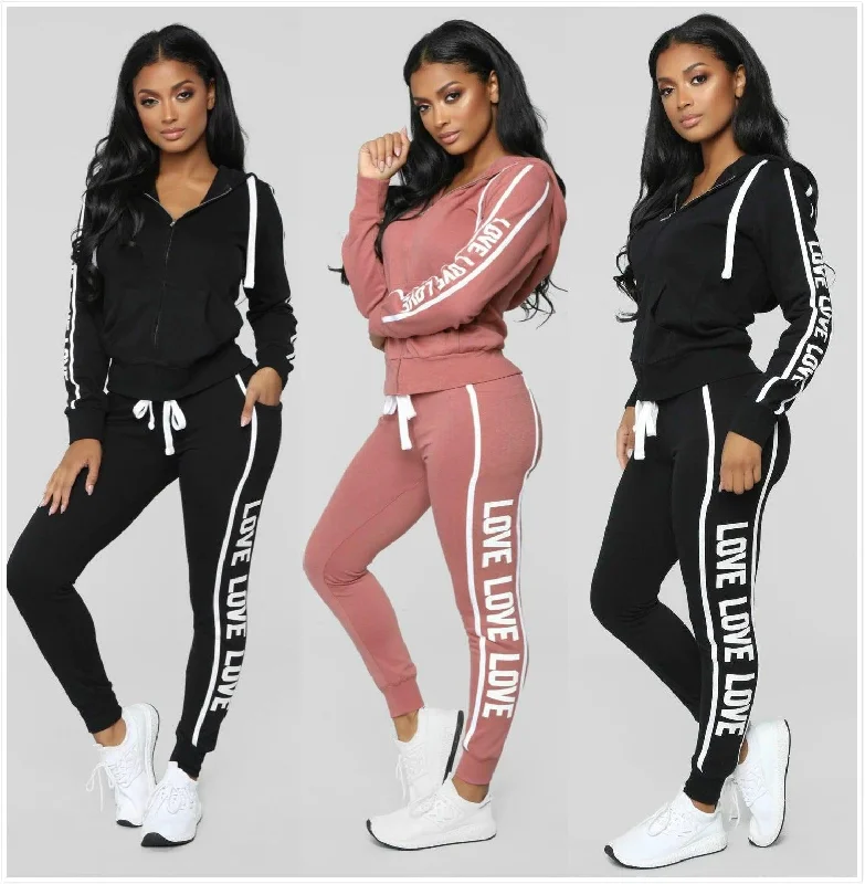 Sports and leisure black-pink-wine red Tracksuits