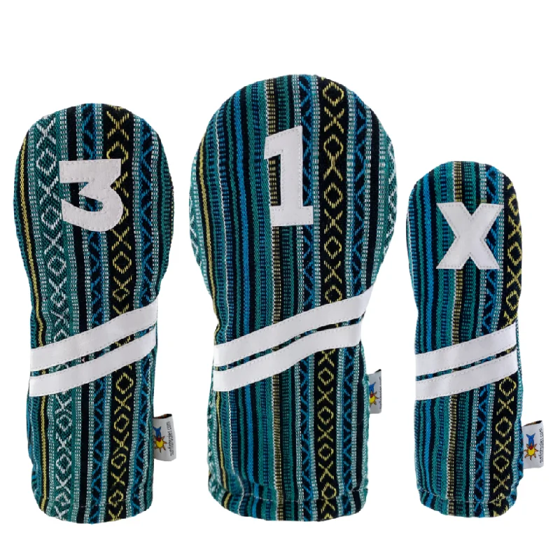 Sunfish: Woven Ace Style Headcovers (Driver, Fairway, Hybrid or Set) - Peacock