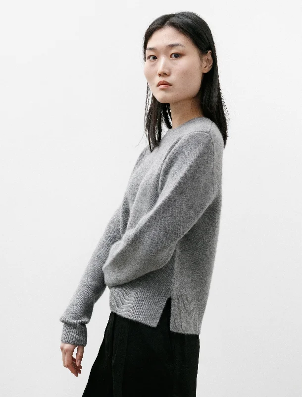 Cropped Crewneck Knit Grey Mélange