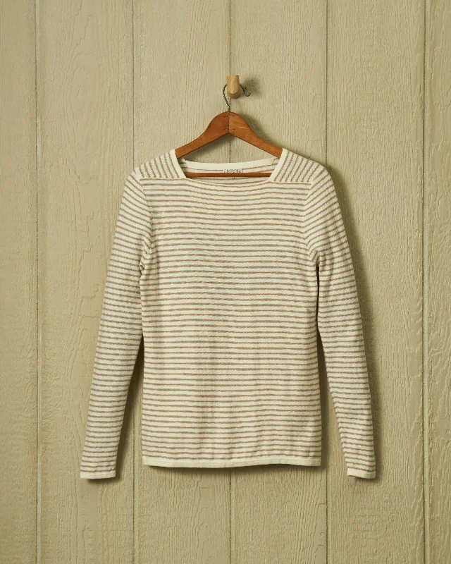 Riviera Sweater Knit Top in Cream/Twill