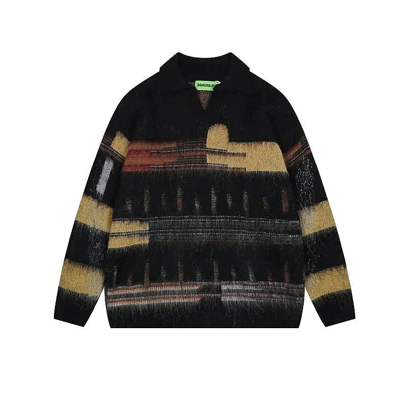 Abstract Patterned Knit Sweater