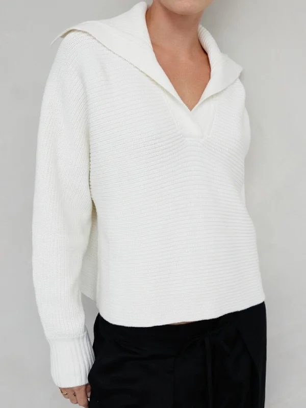 Simone Collared Sweater White