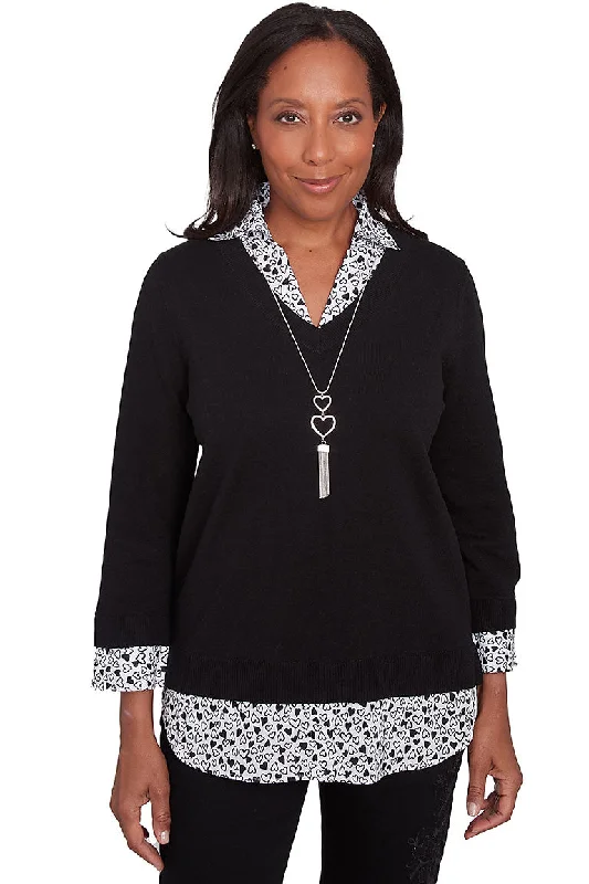 Petite Wild At Heart Collared Necklace Sweater