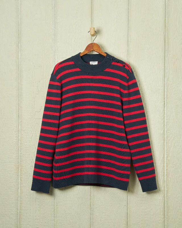 Bateau Sweater in Navy/Red Stripe