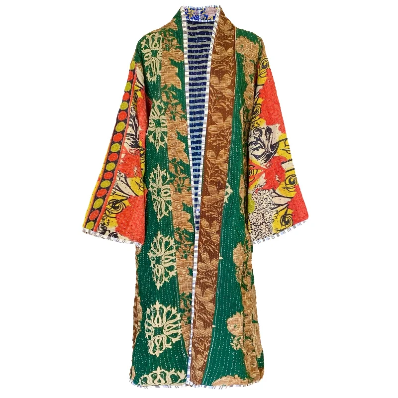 Etalla Cotton Vintage Quilted Kantha Coat ONE OF KIND