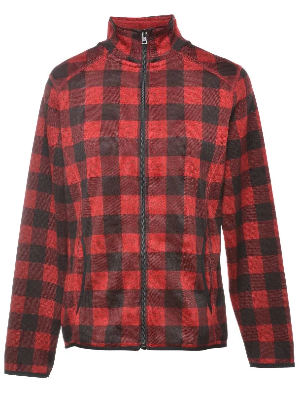 Checked Pattern Red Track Top - M