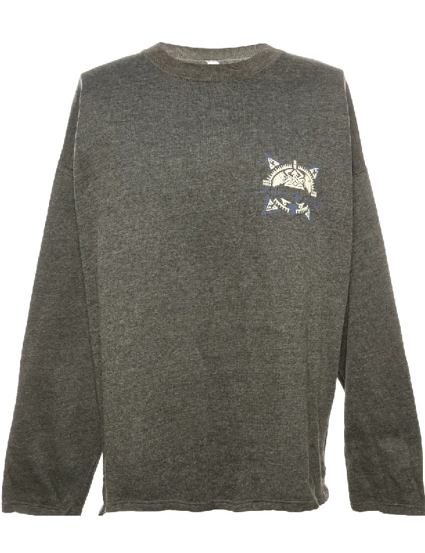 Dark Grey Printed Sweatshirt - XL