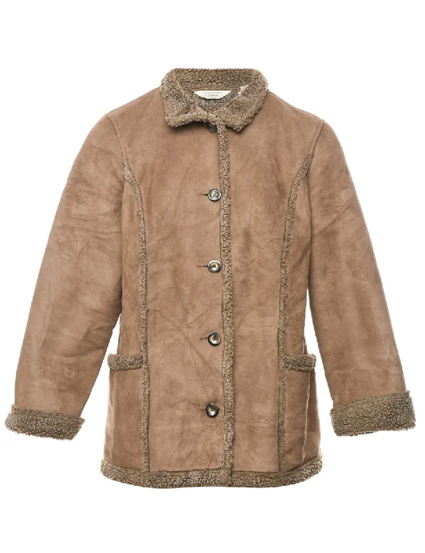 L.L. Bean Light Brown Shearling Lined Coat - M