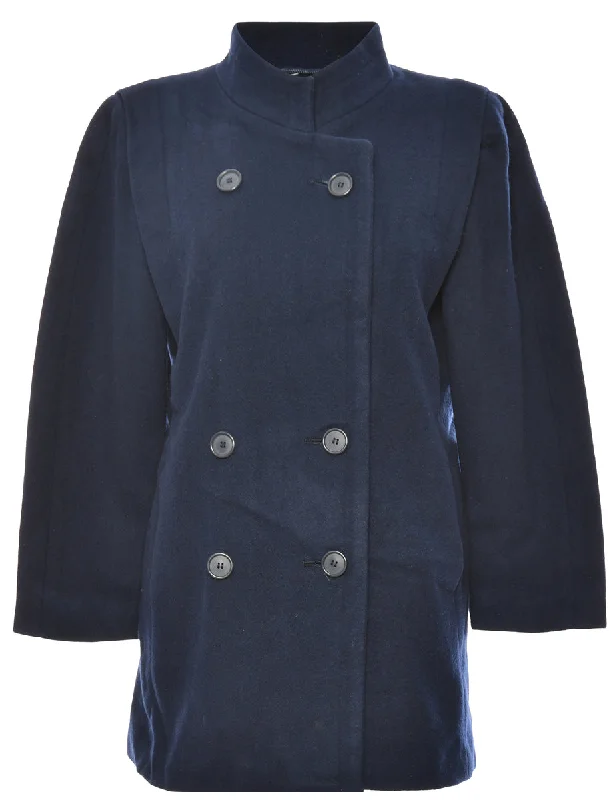 Navy London Fog Double-Breasted Coat - L