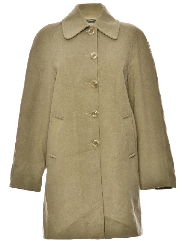 Olive Green Wool Coat - L