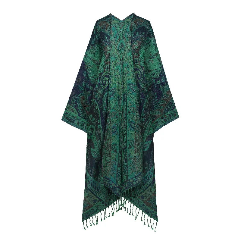 Verde Verdi Green Paisley Kimono Coat Reversible final sale