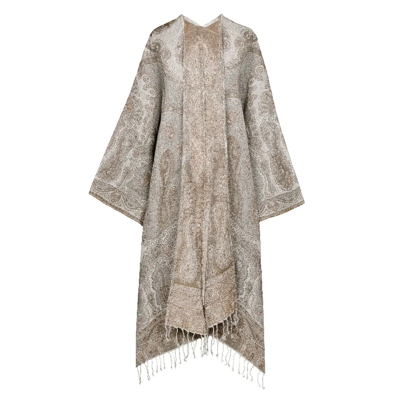 Brunellino Paisley Boiled Wool Kimono Coat Reversible