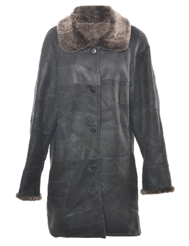 Single Breasted Shearling Lining Coat - L