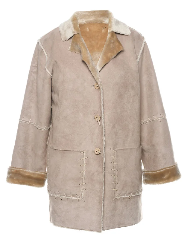 Single Breasted Shearling Lining Coat - M