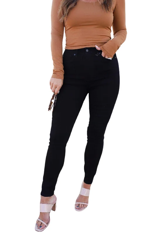 Audrey High Rise Control Top Classic Skinny Jeans in Black