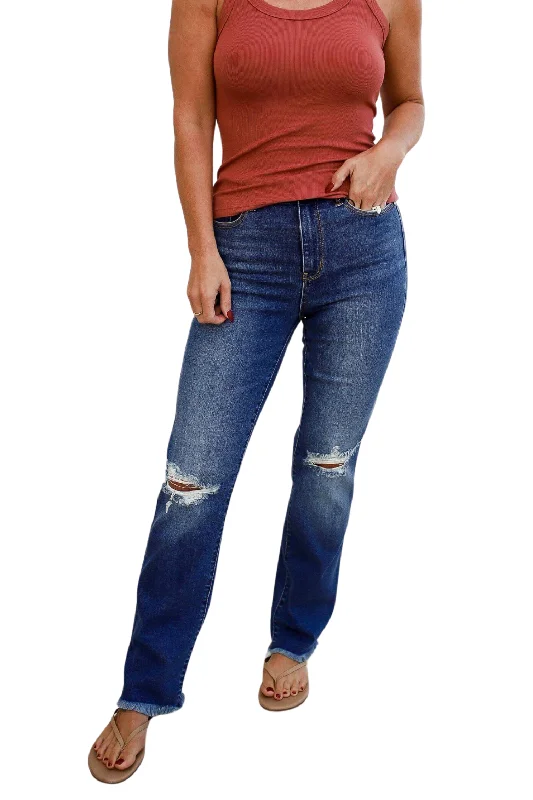 Morgan High Rise Distressed Straight Jeans