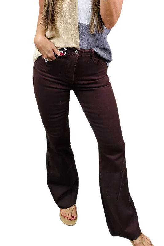 Sienna High Rise Control Top Flare Jeans in Espresso