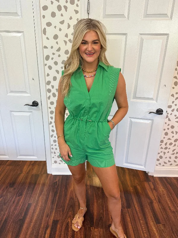 Emerald Drawstring Waist Romper