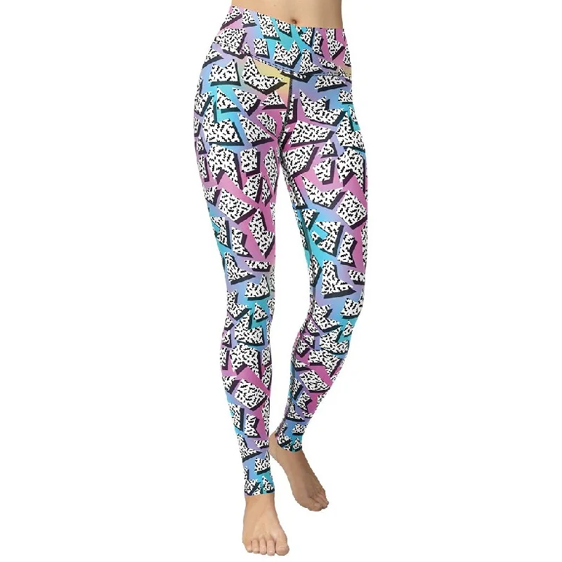 3D Neon Geometric Yoga Leggings