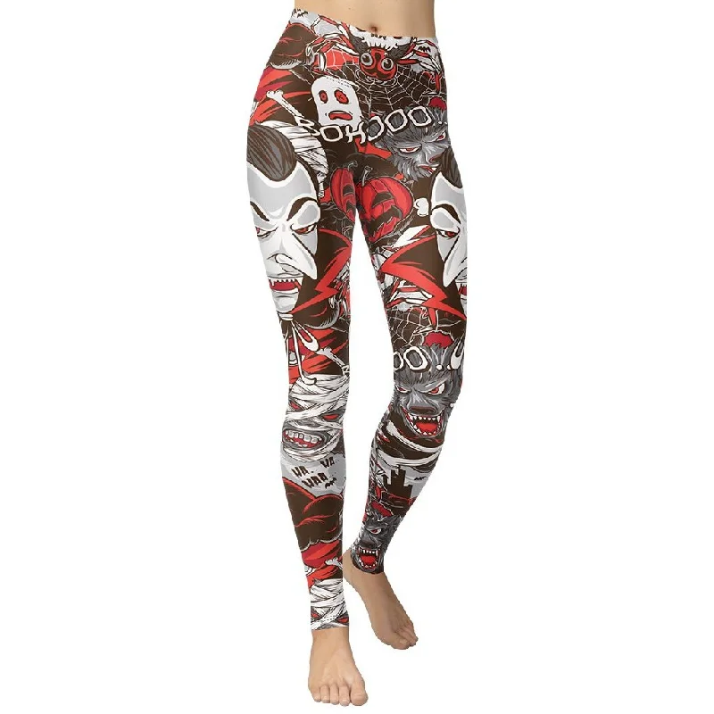 All the Horrors of Halloween Yoga Leggings