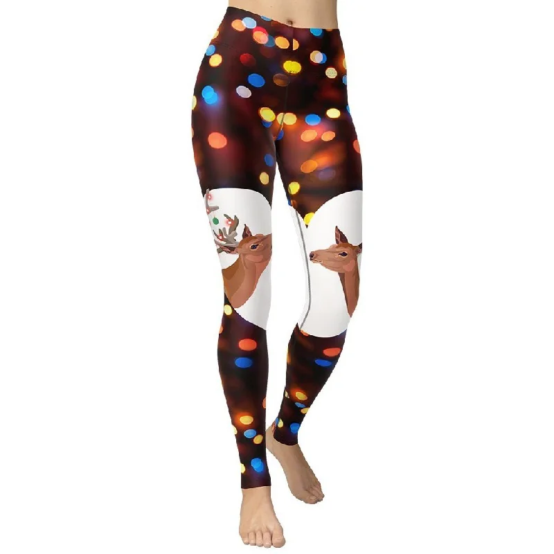 Reindeers in Love Christmas Yoga Leggings