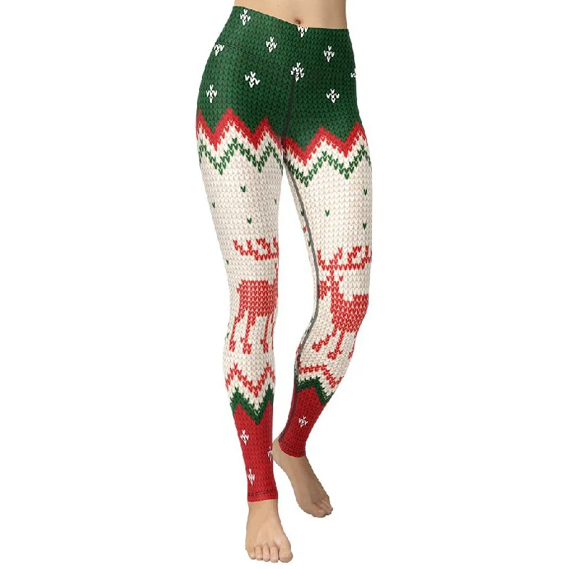 Knitted Print Ugly Christmas Yoga Leggings