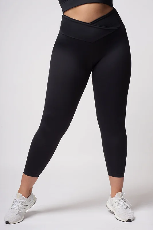 Medium Compression 7/8 Leggings with High V Waist Black