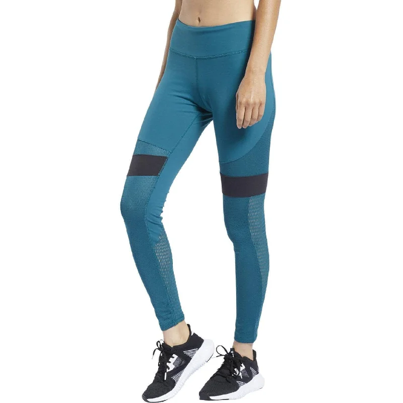 Reebok LUX 2.0 Mid Rise Womens Long Training Tights - Blue