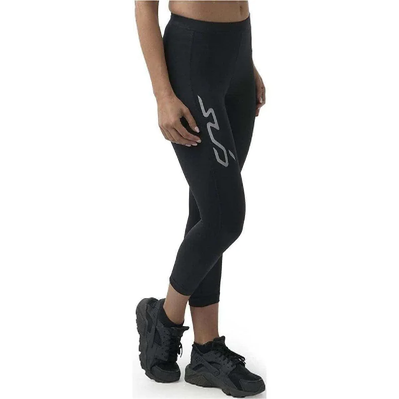 Sub Sports Dual All Seasons Compression Womens 3/4 Capri Running Tights - Black