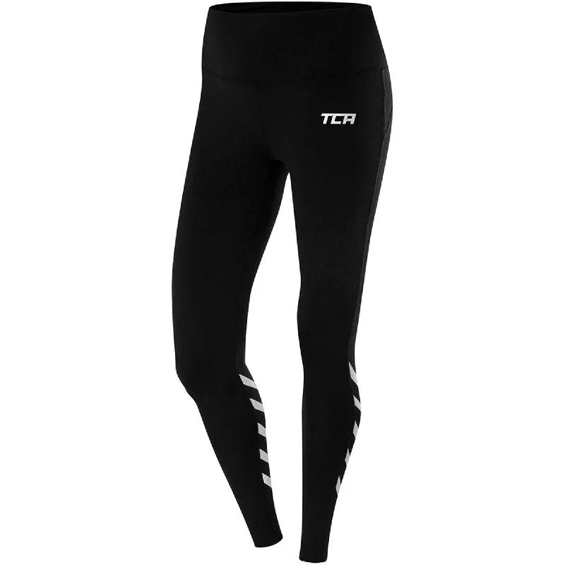 TCA Laser Tech Reflective Womens Long Running Tights - Black