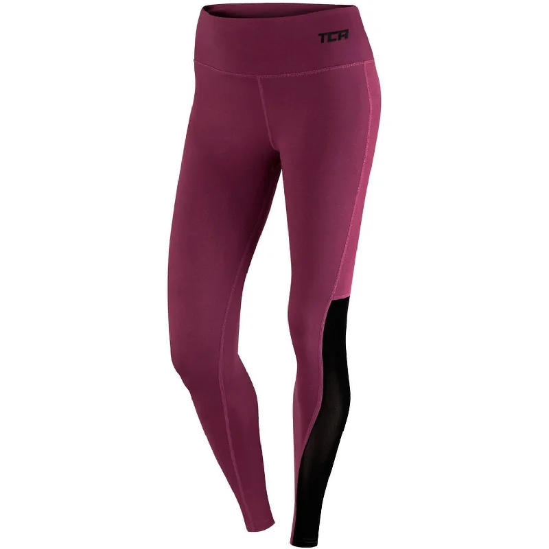 TCA Pro Performance MeshLuxe Womens Long Running Tights - Pink