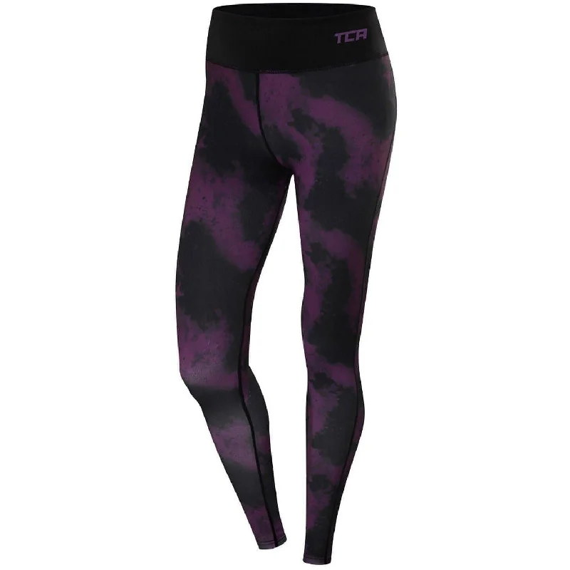 TCA Supreme Graphic Womens Long Running Tights - Purple