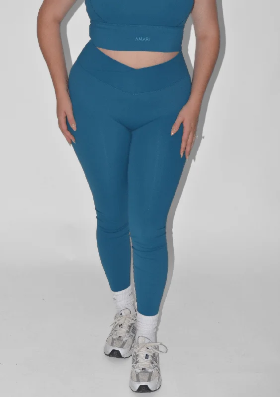 V-Leggings - Petrol Blue