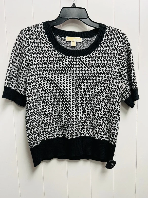 Black & White Top Short Sleeve Michael By Michael Kors, Size L