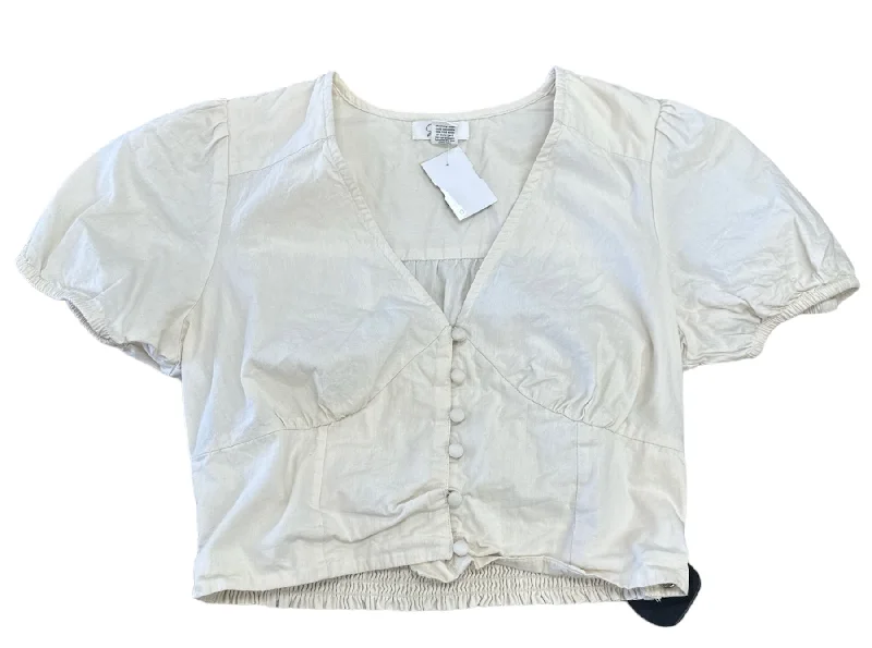 Cream Top Short Sleeve Japna, Size M