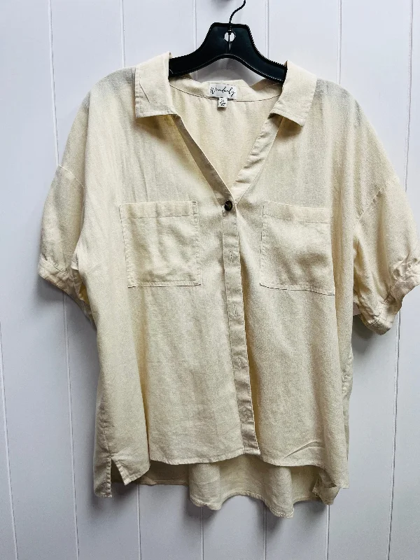 Cream Top Short Sleeve Wonderly, Size Xl