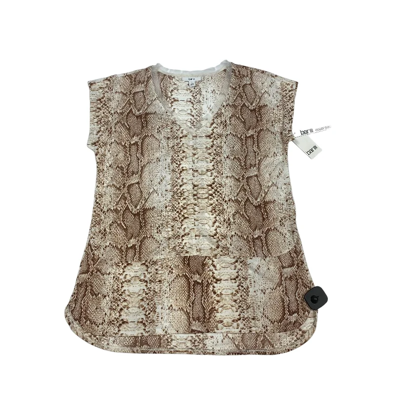 Snakeskin Print Top Short Sleeve Bar Iii, Size S