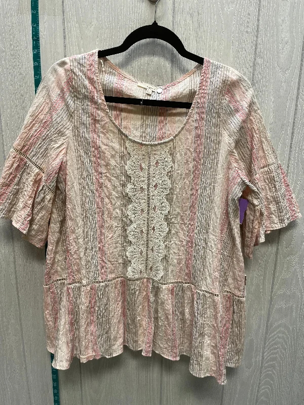 Striped Pattern Top Short Sleeve Easel, Size S