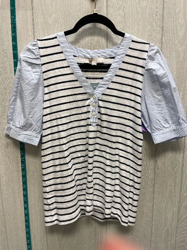 Striped Pattern Top Short Sleeve Loft, Size S