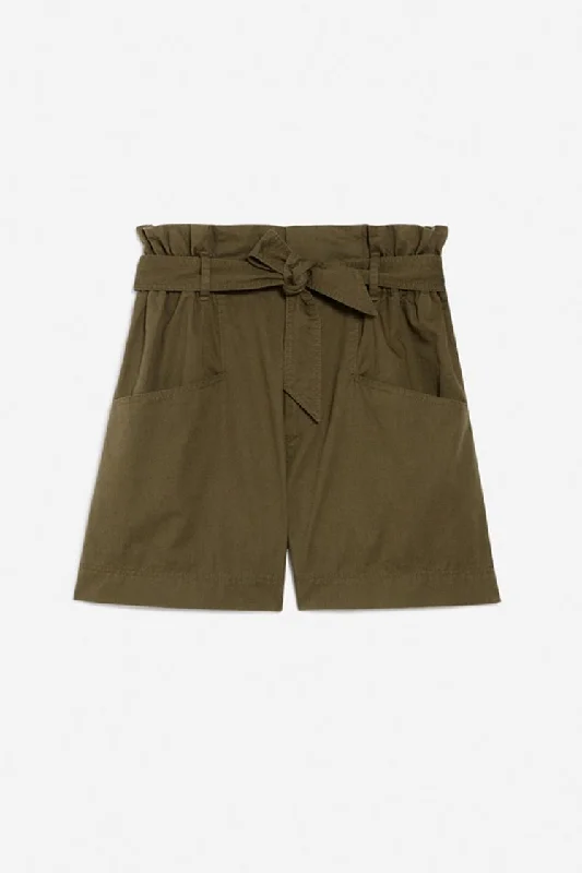 Adriel Khaki Tie-Waist Shorts