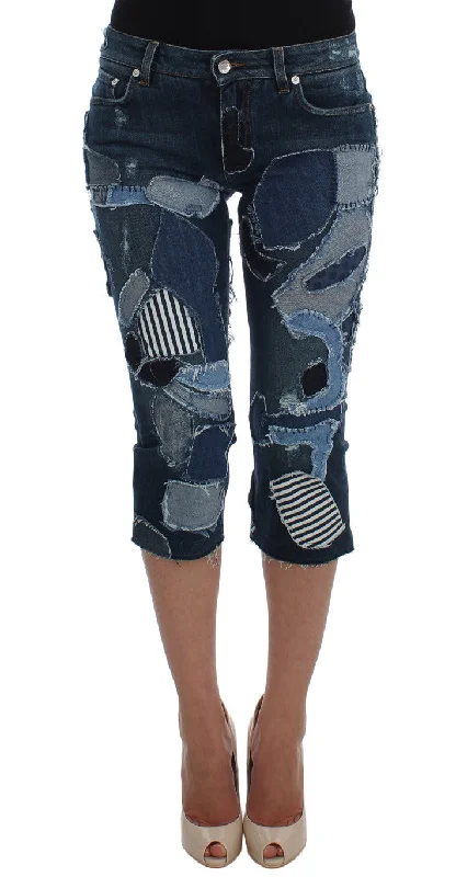 Dolce & Gabbana Chic Blue Patchwork Denim Women's Shorts