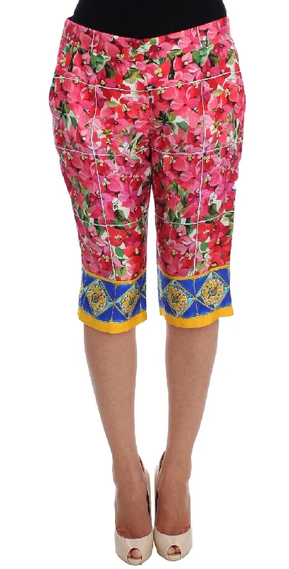 Dolce & Gabbana Multicolor Floral Silk Capri Women's Pants