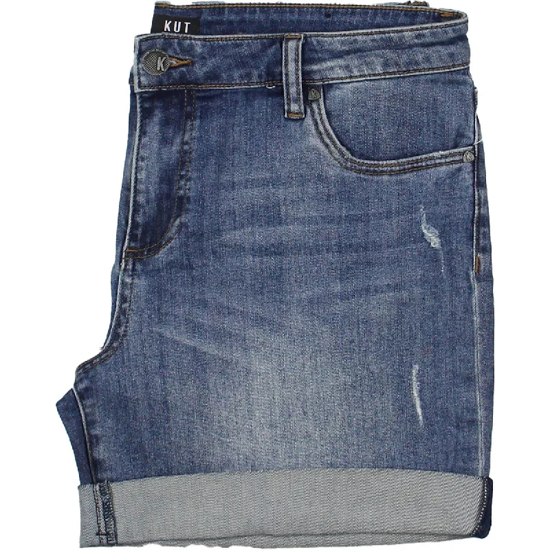 Womens Cuff Bermuda Denim Shorts