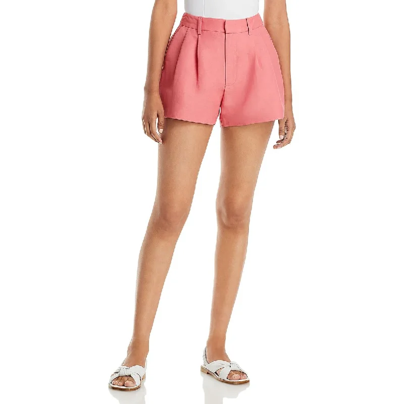 Womens Linen Blend Pleated Casual Shorts