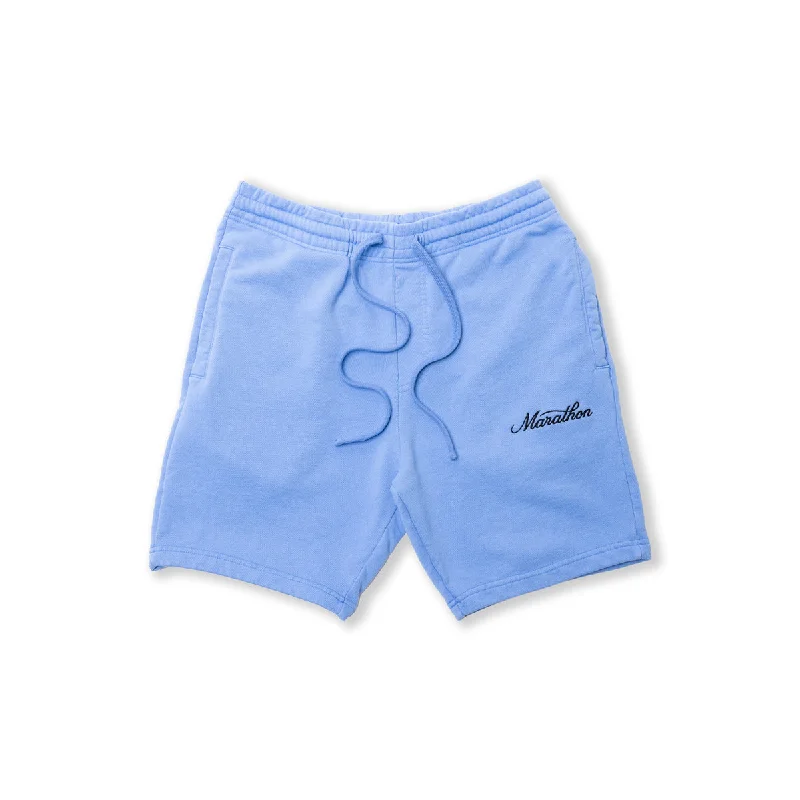 Marathon Classic Script Sweatshorts - Powder Blue/Black