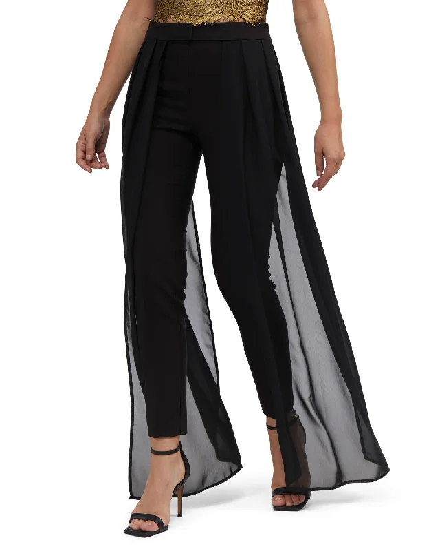 Bebe Women's High Waist Removable Chiffon Belt Slim Pant