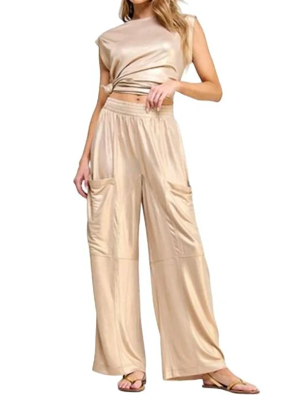 Metallic Pant In Gold