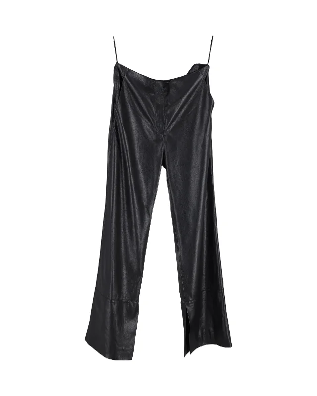 Nanushka Wide Leg Pants in Black Faux Leather